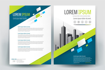 Brochure Cover Layout with Green and blue Geometric in A4 Size Vector Template