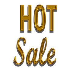 hot sale gold letter. hot sale on white background.