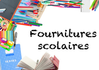 mat&eacute;riel scolaire, fond blanc