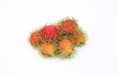 Rambutans fruit on white background.