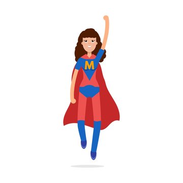 Mather superheroes. Super mom character. Vector illustration.