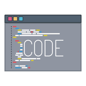 color silhouette of programming window with script of code vector illustration