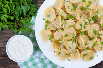 homemade meat dumplings of wholemeal flour