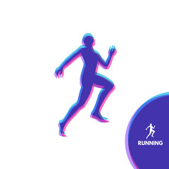 Fototapeta na wymiar Silhouette of a running man. Design for Sport. Emblem for marathon and jogging. Vector Illustration.