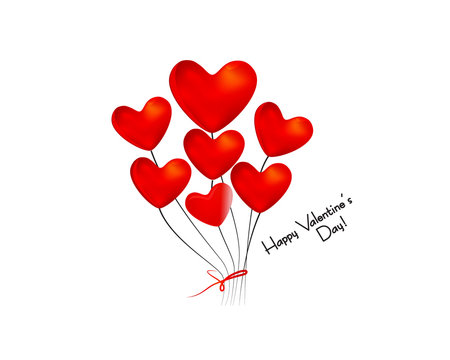 Valentine's Day card bunch of hearts love balloons vector image