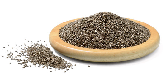 chia seeds isolated on white, (large depth of field, taken with tilt shift lens)