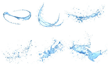 set water splashes collection isolated on white background