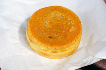 Japanese dorayaki pastries with adzuki red beans filling between pancakes