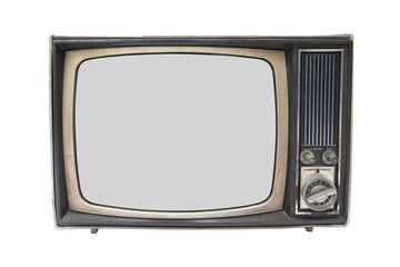 Old vintage TV isolated on white background.Old television isolated