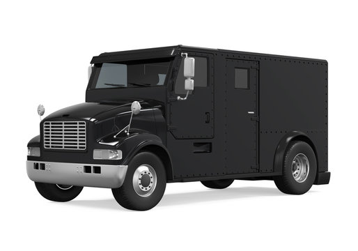 Black Armored Truck Isolated