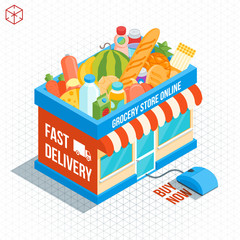 Fototapeta premium Isometric shop building
