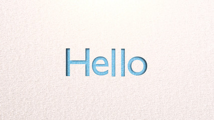 Hello greeting card. Arts and paper crafts. 3d render picture. © tykcartoon