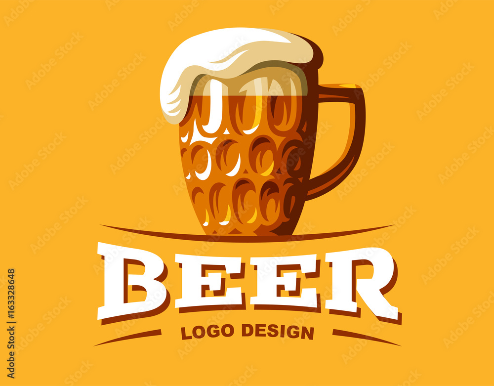 Wall mural craft beer logo- vector illustration, emblem brewery design on dark background