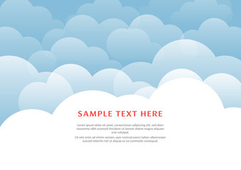 Blue sky with white clouds and space for text. Summer or autumn seasonal illustration.