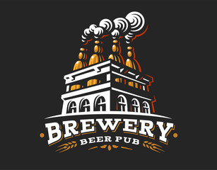 Box beer logo- vector illustration, emblem brewery design on dark background