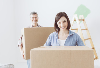 Couple moving into a new house