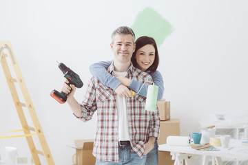 Couple doing home renovations