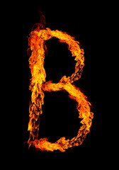 Fire letter B of burning flame.