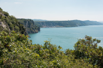 Karst rocks overlooking the sea. The beauty of the North Adriatic coast