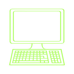 Handgezeichneter Computer in grün