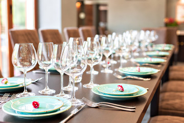 Served table in restaurant