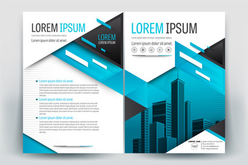 Brochure Cover Layout with blue triangle Geometric in A4 Size Vector Template