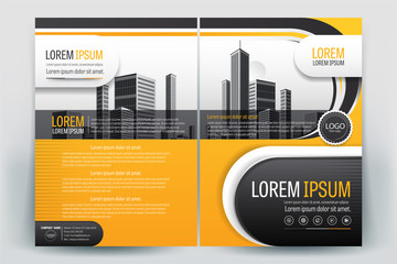 Brochure Cover Layout with orange and black Geometric in A4 Size Vector Template