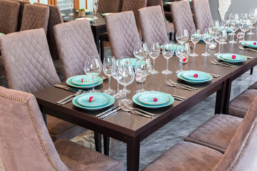 Served table in restaurant