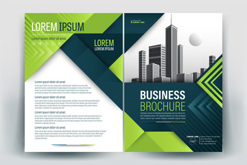 Brochure Cover Layout with green Geometric in A4 Size Vector Template