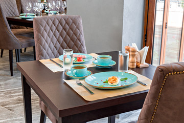 Served table in restaurant