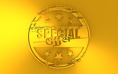 Stamp icon. Graphic design elements. 3D rendering. Special offer text