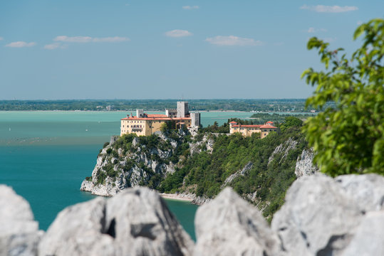 The castle of Duino and the beauty of the cliffs on the rocky coast