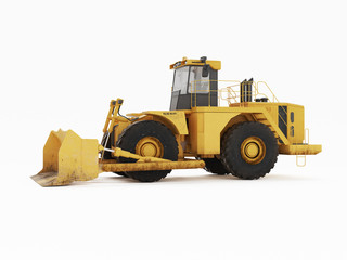 Big yellow buldozer. 3D rendering