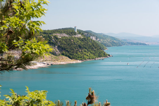 The castle of Duino and the beauty of the cliffs on the rocky coast