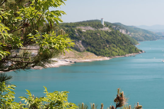 The castle of Duino and the beauty of the cliffs on the rocky coast