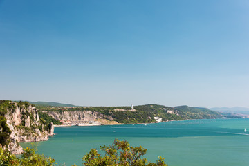 The castle of Duino and the beauty of the cliffs on the rocky coast