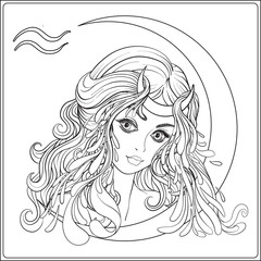 Aquarius. A young beautiful girl In the form of one of the signs