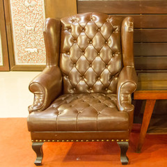 Leather sofa set in living room