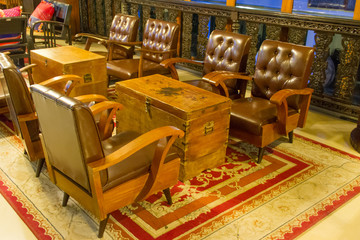 Leather sofa set in living room