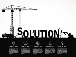 Crane and solution building. Infographic Template. Vector Illustration.