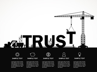 Crane and trust building. Infographic Template. Vector Illustration.