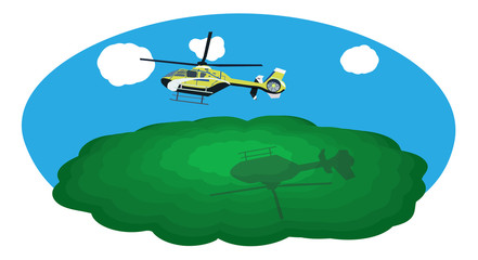 Flying helicopter