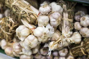 Good quality garlic in stock ready to be distributed at the market.
