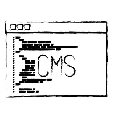 monochrome blurred silhouette of programming window with script code cms vector illustration