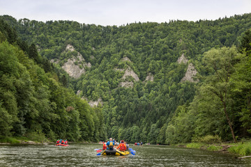 Fototapeta na wymiar Rafting on the Dunajec river in the Pieniny National Park.Poland