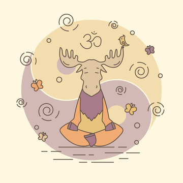 Vector illustration - meditate moose