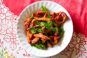 Sun-dried pork.fried