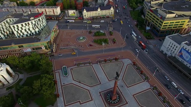 Top view of the Victory Square in Kaliningrad in summer