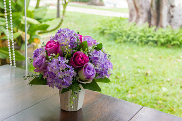 Bouquet on a wooden table