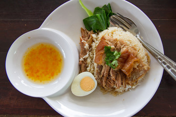 Stewed pork leg on rice